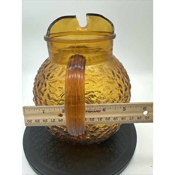 Vintage Mid Century Anchor Hocking Lido Amber Glass Gold Pitcher EUC - Picture 5 of 6